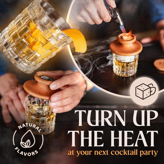Набір для приготування коктейлів Xtra Dirty Cocktail Smoker Kit з 4 пальними насадками - для віскі, бурбону, Old Fashioned - 8 банок з тирсою