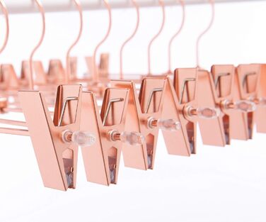 20 шт. Міцні вішалки для штанів та спідниць Rose Gold (мідь) з обертовими гачками та регульованими кліпсами