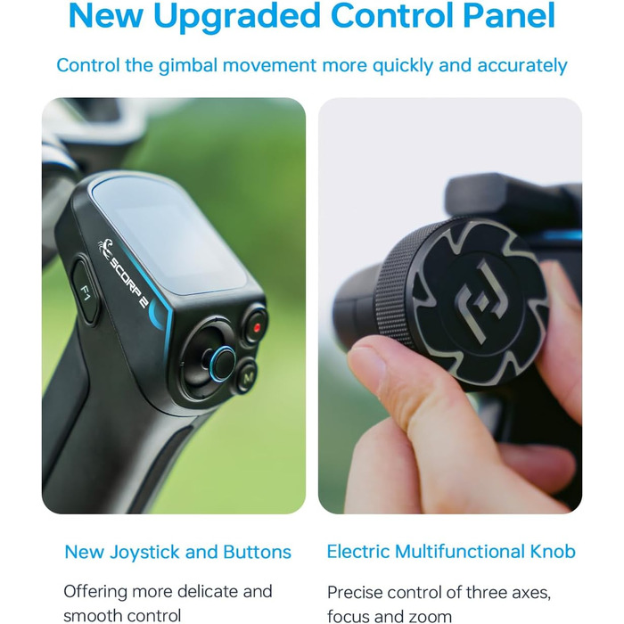 FeiyuTech SCORP-C2: Стабілізатор для камери з AI-трекінгом 4.0, до 3.5 кг, 14 годин роботи, вертикальна зйомка, для Vlog, YouTube та сімейних свят