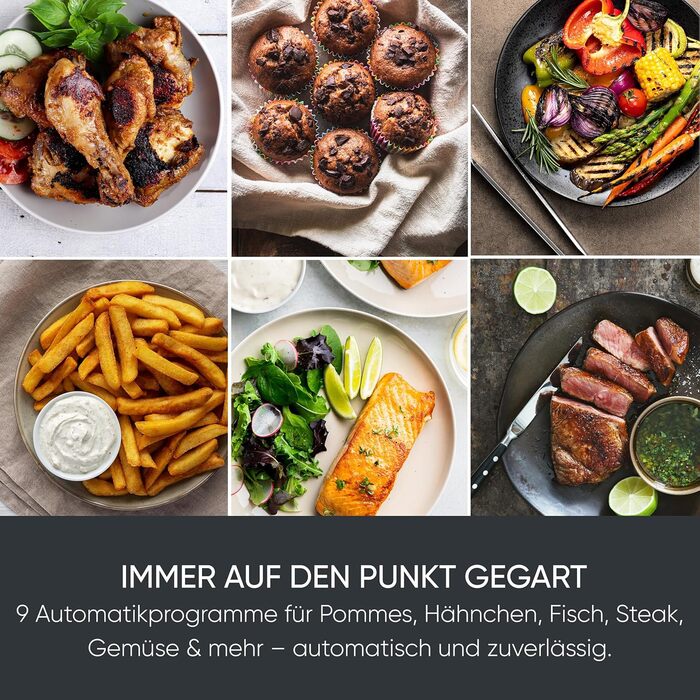 Фритюрниця Severin FryLight FR 2461: безжирова кулінарія, 1300W, 4L, чорний колір, 8 програм, Touch-Display, Warmhaltefunktion