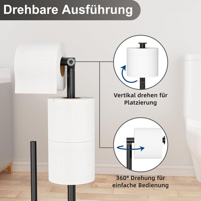 Тримач туалетного паперу з щіткою для унітазу - набір для ванної кімнати, чорний матовий