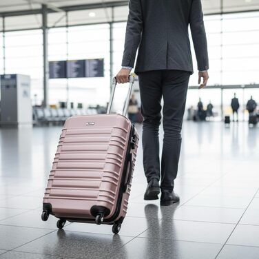 Набір валіз Zelsius 4 шт. Рожевий колір | ABS, з кодовим замком, 4 колеса, внутрішній роздільник | Ручна поклажа, набір валіз, trolley, велика валіза