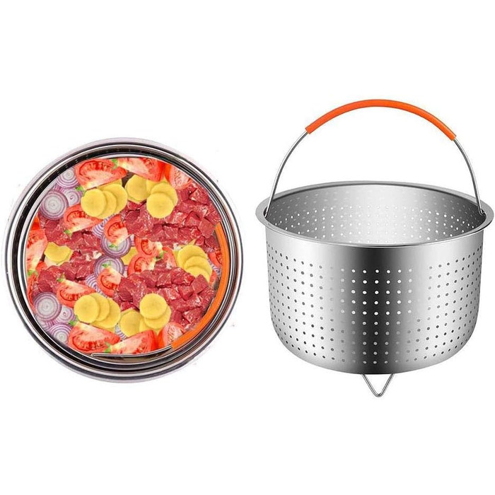 Корзина для приготування на пару з нержавіючої сталі, аксесуар для Instant Pot, з силіконовою ручкою. Підходить для приготування овочів, фруктів та яєць.