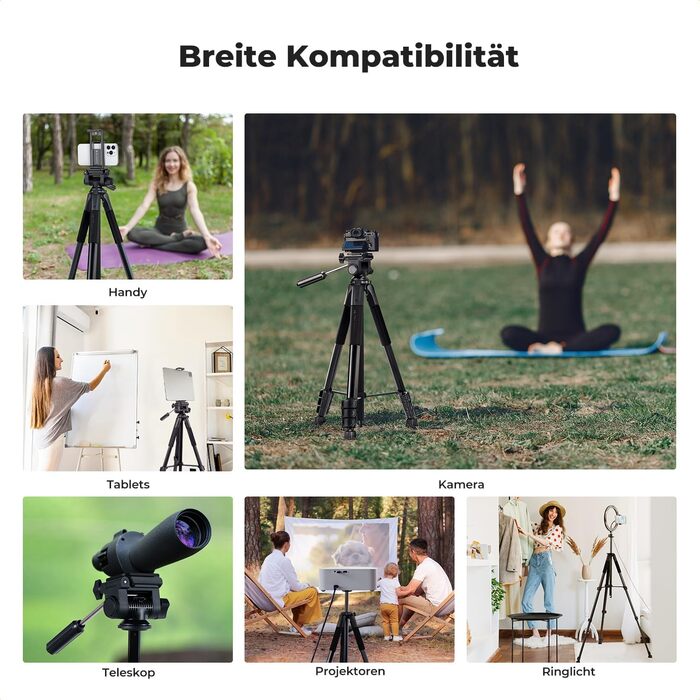 Штатив K&F Concept S255A3+BV01: Легкий штатив з сумкою, для камери/DSLR/відеокамери, з підтримкою смартфонів та планшетів (172 см)