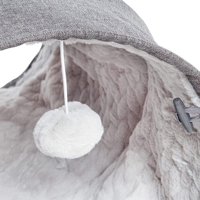 CanadianCat Company | XXL Cat Tunnel with Fluffy Plush | | Approx. 35 x 150 cm - Variable Shape, Integrated Cat Toy (70 x 35 cm, Grey)