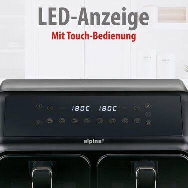 Фритюрниця Alpina Heißluft XXL: Air Fryer для 4-6 осіб, 1800W, 8L, 80-200°C, таймер 2 години, цифровий дисплей