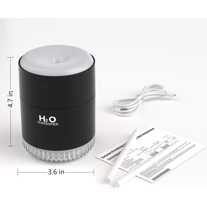 Увлажнитель воздуха Mini USB с LED-подсветкой AIR Humidifier - для спальни, растений, детской, офиса, детской комнаты (Зеленый) (Черный)