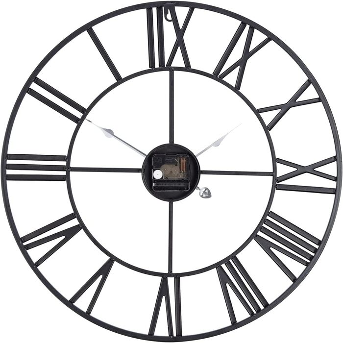 ACCSHINE Wall Clock Large No Tick Noise Silent Roman Numeral Quartz Battery Operated Wall Clock Easy to Read for Rooms Home Kitchen Bedroom Office School (Black+gold, 40cm)