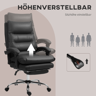 Vinsetto Office Chair with Massage Function, Ergonomic Desk Chair with Reclining Function, Heating Function, Adjustable Height Computer Chair with Footrest, Swivel Function, Black | Aosom