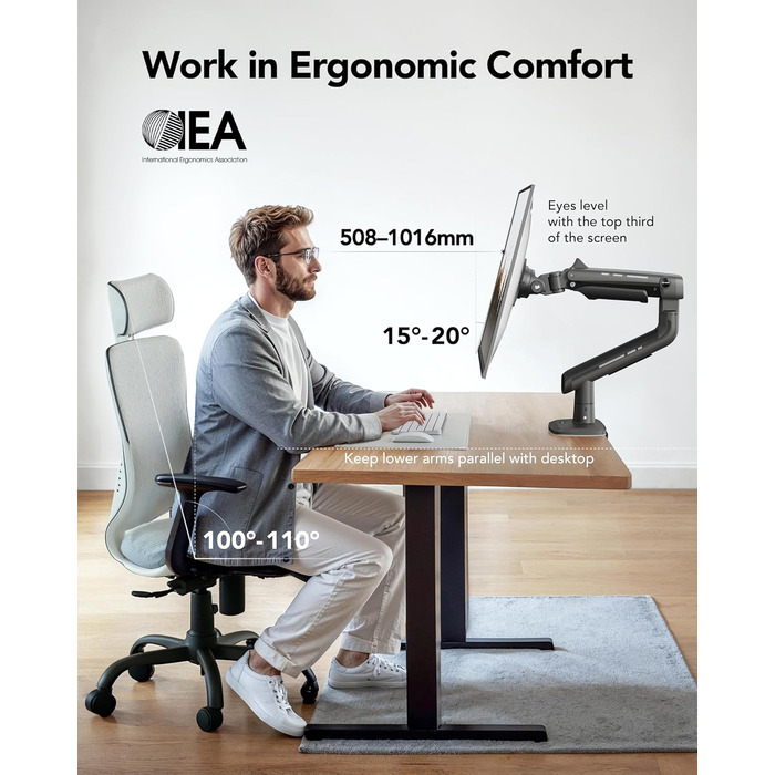 Кріплення для монітора HUANUO для Ultrawide екранів до 49 дюймів, 18 кг, регульований кронштейн, VESA 100x100mm, без RGB підсвітки