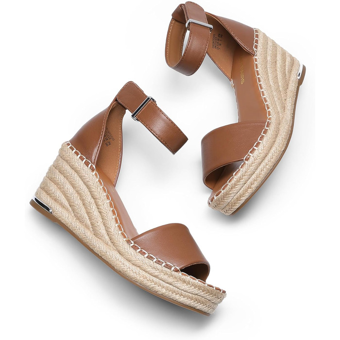 Босоніжки жіночі DREAM PAIRS на танкетці Espadrilles з ремінцем на щиколотку, коричневі (36.5 EU)