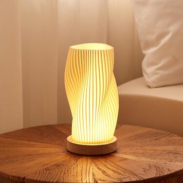 Стіл лампа Dawnwake з дерев'яним цоколем, LED-лампа для спальні та вітальні