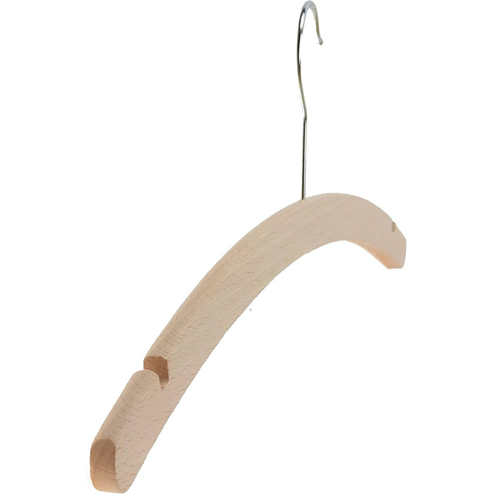 HAGSPIEL Clothes Hangers made of Beechwood, Simple Hangers Raw, 42 cm long, very space-saving, with galvanized screw hook. Made in Austria (EU) (30 pieces, with notches)