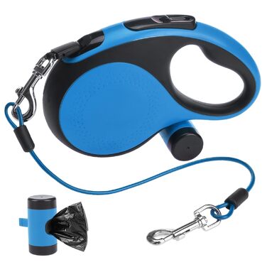 Рулетка для собак SCENEREAL: міцна, 7.9 м, для собак до 50 кг, з анти-гризучою ниткою та диспенсером для відходів (Блакитна)