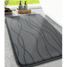 Килимок для ванної кімнати chakme з ефектом пам'яті (Memory Foam), нековзкий та вологопоглинаючий, темно-сірий, 43x61 см
