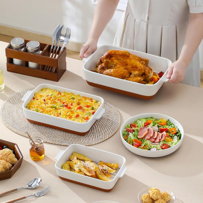 Форма для запікання MALACASA Serie TARA, 4.5L, кераміка, прямокутна, 35*23.8 см (набір з решіткою)