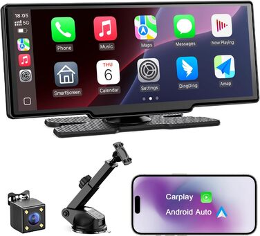 Бездротовий 8,1'' CarPlay дисплей Avylet з IPS-екраном, IP67 камерою заднього виду, GPS-навігацією, Bluetooth 5.0, Mirror Link, FM/AUX, для Android Auto та Apple CarPlay
