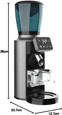 Електрична кавомолка Cecotec SteelMill Touch: 150W, нержавіюча сталь, сенсорне управління, 30 ступенів помелу, контейнер для 300 г зерен та 200 г меленої кави