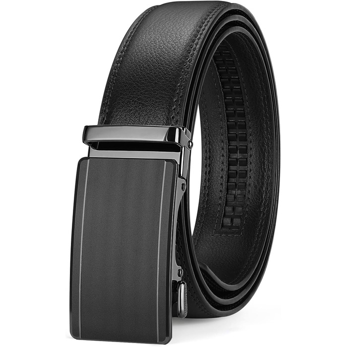 Чоловічий шкіряний ремінь Suosdey з автоматичною пряжкою, 35 мм, чорний, регульований, для джинсів та бізнес-casual стилю, обхват талії 87-105 см