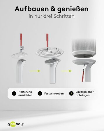 Стійка-підставка для колонки Sonos Era 100 від Goobay, з кабелем-менеджментом, біла, висота 71 см, витримує до 3 кг (71983)