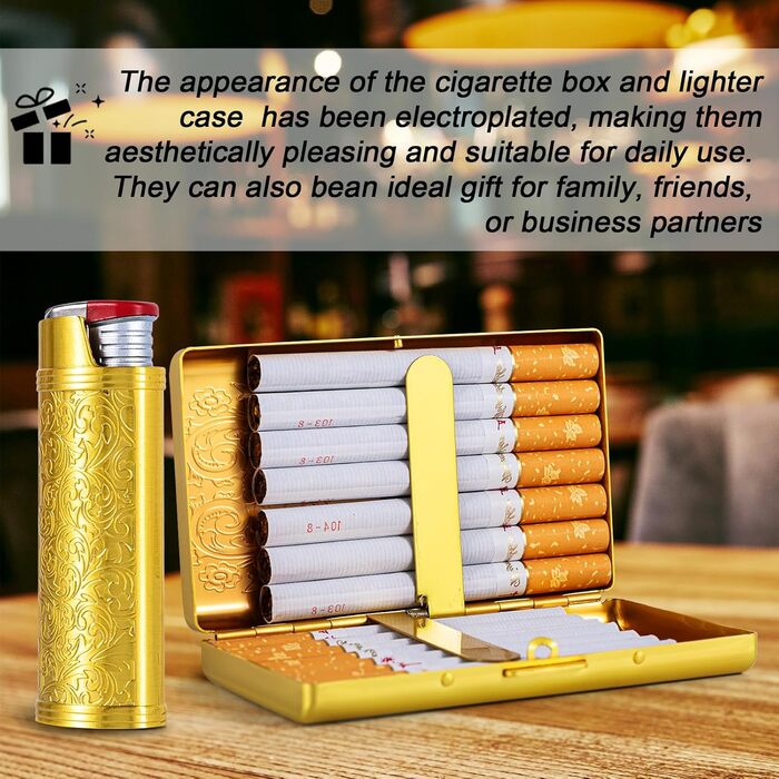 Вінтажне металеве етої для сигарет з запальничкою J6, вміщує 12 шт. сигарет (100 мм), органайзер для RFID-карт та грошей