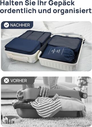 Органайзери для валізи Packing Cubes, 8 шт., водонепроникні, блакитні + косметичка