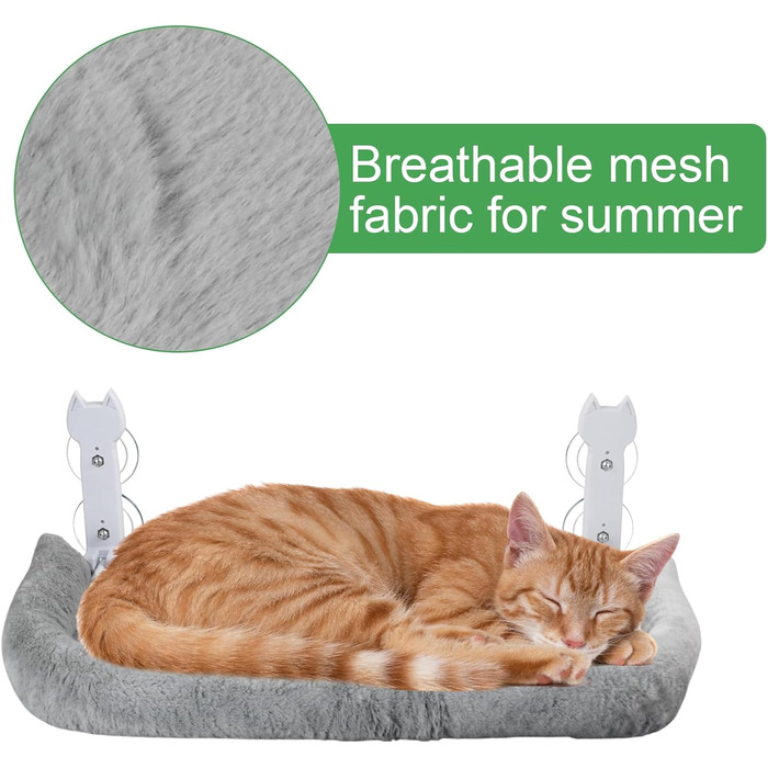 Кішка ліжко на вікно, 60x30 см - гамак для котів з міцними присосками, для великих котів до 25 кг