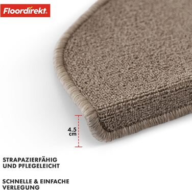 Килимок для сходів Floordirekt 15 шт. (65x23 см, напівкруглий), колір: коричневий