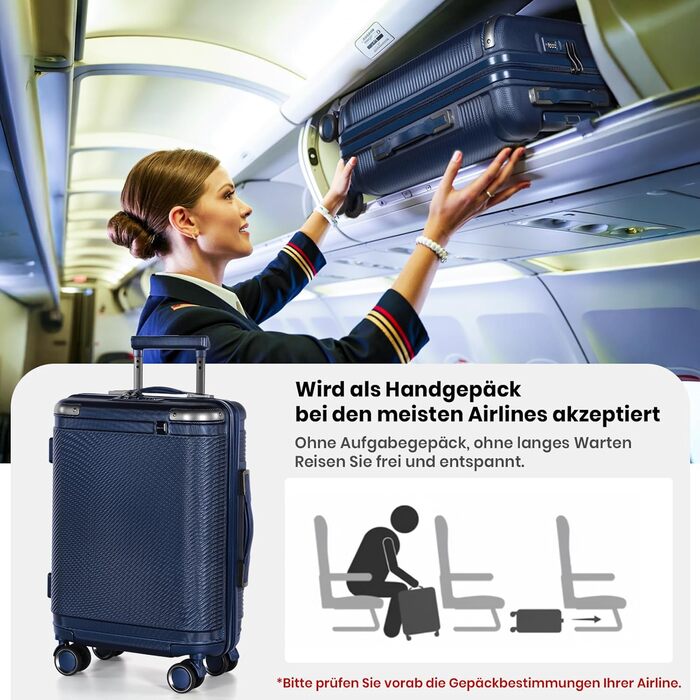 Набір валіз Tavoxda 3 шт. з TSA-замком, з регульованою ручкою, великі валізи, набір для подорожей для жінок та чоловіків (1 шт, темно-синій)