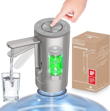 Електрична помпа для води KitchenBoss, USB зарядка, для бутлів 1-5 галонів, портативний диспенсер для води