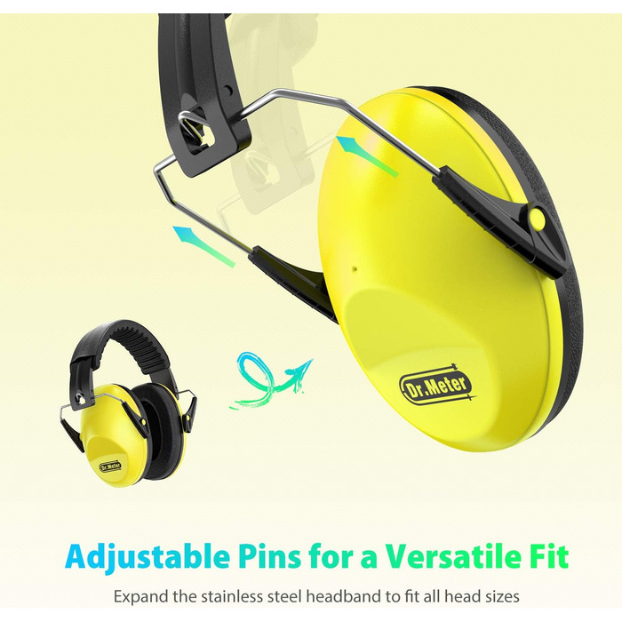 Навушники для захисту від шуму Dr.meter для дітей, жовті. Захист 27dB, регульоване обхватом, для сну, навчання.