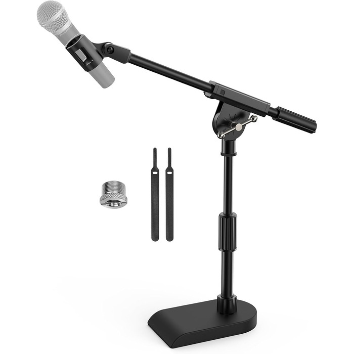 Підставка для мікрофона TONOR з регульованою висотою, з важкою основою та поворотним кріпленням, Boom Arm з адаптерами 3/8'' та 5/8'' для всіх мікрофонів, підходить для подкастів, гітари