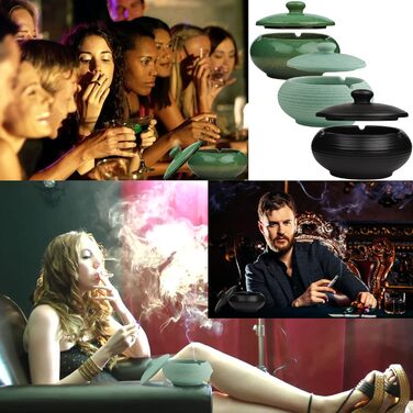 Керамічна попільничка для сигарет чорного кольору з кришкою, для вулиці, ретро-дизайн, захист від вітру, для дому, офісу, балкону, дивану