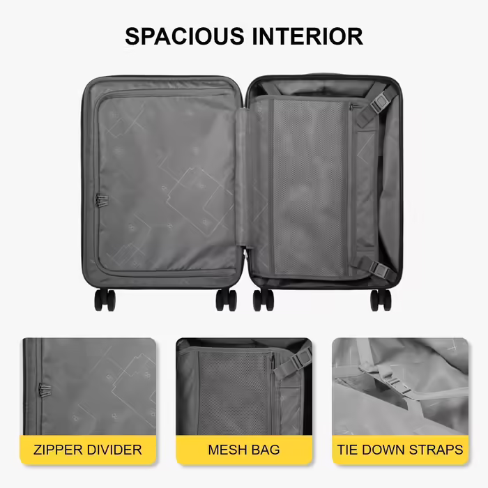 LEVEL8 Suitcase Trolleys Carry-on Hard Shell Suitcase Rolling Suitcase Travel Suitcase, TSA (Blue with Organizer Set, (Organizer Set) 37*25*55.5CM)