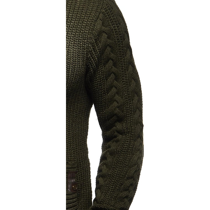 Чоловічий светр Leif Nelson з коміром-шарфом, Slim Fit, теплий, стильний, на осінь/зиму, чорний, хакі, LN7080