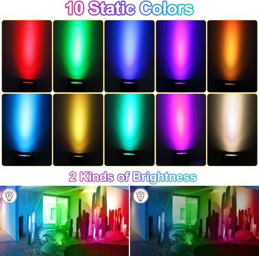 CLY Solar Lights for Outdoors, Solar Spotlights RGB Garden Lights with Remote Control IP66 Waterproof 10 Colors 30 Dynamic Modes Timer Garden Lighting for Gardens Path Christmas Decoration 6 Pack