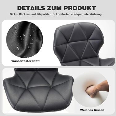 WangPangzi Adjustable Bar Stools 2-Pack with Backrest - Padded Leatherette Kitchen Bar Chairs with Footrest for Counter Height, Restaurants, Hotels & Bars (Black)