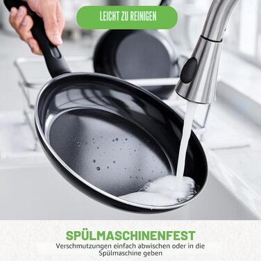 Набір посуду GreenLife Soft Grip з керамічним антипригарним покриттям, 16 предметів (сковорода, сотейник, каструлі), без PFAS, підходить для посудомийки та духовки, чорний