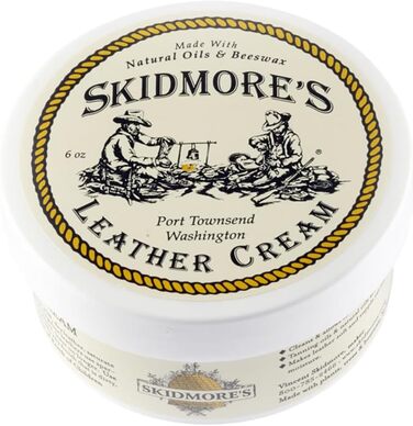 Skidmore's Original Leather Cream | 100% Natural, non-toxic, water-repellent formula is a conditioning and cleaning balm | 6 ounces