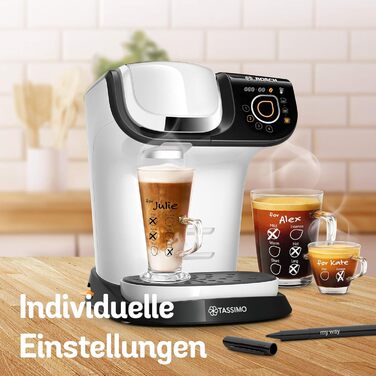 Кавомашина Tassimo My Way 2 TAS6502 з фільтром для води, 70+ напоїв, персоналізація, 1500 Вт (біла)