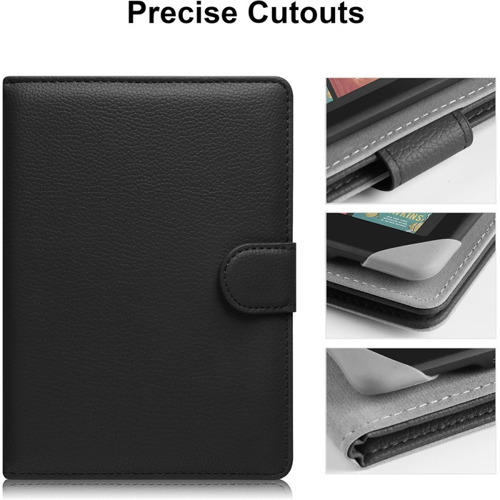 Чохол для електронних книг Pocketbook, Tolino, Sony, Kindle, Kobo: шкіряний захисний чохол, чорний, 6-6.8 дюймів