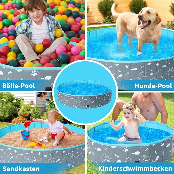 Надувний басейн для собак Demigreat, 80/120/160 см, складаний, портативний, екологічний PVC, для великих та маленьких собак