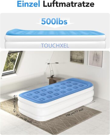 Надувний матрац односпальний з електричним насосом (Чорний)