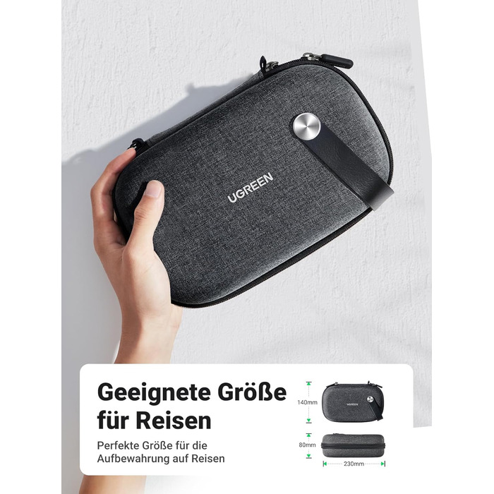 Організатор для електроніки UGREEN: водонепроникний кейс для кабелів, зарядних, power bank та аксесуарів (23 x 14 x 8 см)