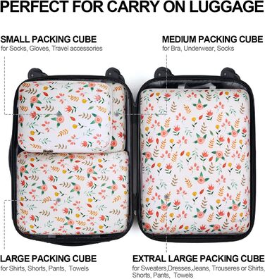 Органайзери для валізи Gonex (набір 4 шт), кубики для пакування, набір для подорожей, оранжево-жовтий (квітковий рожевий (4 шт))