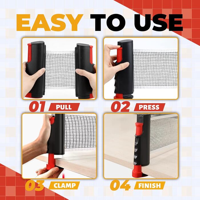 Набір для настільного тенісу CHRI: 2 ракетки, сітка, 6 м'ячів, сумка. Підходить для дітей та дорослих