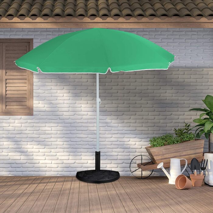 Relaxdays Half-Round Parasol Stand, for Pole Diameters 34-50 mm, Weatherproof, Flower Design, Garden & Balcony, Black