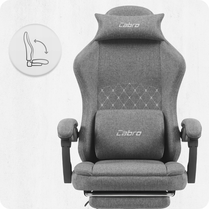 Ігрове крісло Cabro C503 сіро-чорне з підніжкою та подушками