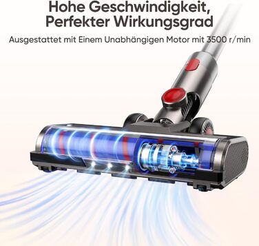 Насадка для пилососа Dyson V7, V8, V10, V11, V15 FLYLINKTECH з LED підсвіткою та змінними роликами (сіра)
