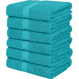 Рушники для ванної Utopia Towels 6 шт, 100% бавовна, 60x120 см, бірюзові, м'які та вбираючі, з петелькою для підвішування